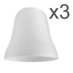 Valuelights Olympus 3 Pack Bell Shaped White Frosted Glass Replacement Shades (D)14Cm