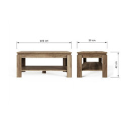 Grey Oak Coffee Table108W X 42H X 59D - thumbnail 2
