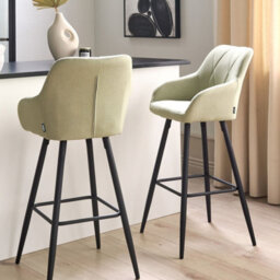 Wyld And Coco Novahome Set Of 2 Light Green Upholstered Bar Stools With Arms And Footrest - thumbnail 2