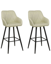 Wyld And Coco Novahome Set Of 2 Light Green Upholstered Bar Stools With Arms And Footrest - thumbnail 3