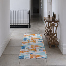 Benjamin Tate Design Triangles With Maple Oak Leaves Marble Runner Special Soft Home Rug - thumbnail 3