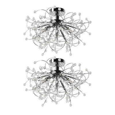 First Choice Lighting Set Of 2 Burst - Chrome With Beaded Jewels Ceiling Lights - image 1