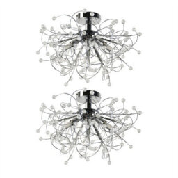 First Choice Lighting Set Of 2 Burst - Chrome With Beaded Jewels Ceiling Lights - thumbnail 1