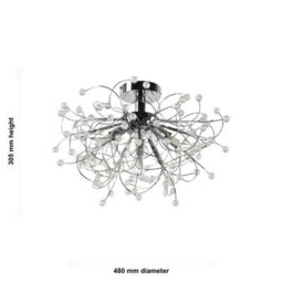 First Choice Lighting Set Of 2 Burst - Chrome With Beaded Jewels Ceiling Lights - thumbnail 8
