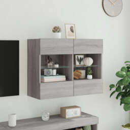 Walplus Tv Wall Cabinet With Led Lights Grey Sonoma 78.5X30X60.5 Cm - thumbnail 5