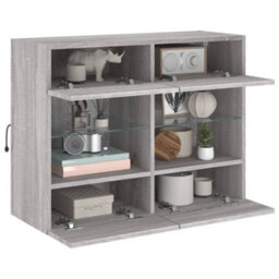 Walplus Tv Wall Cabinet With Led Lights Grey Sonoma 78.5X30X60.5 Cm - thumbnail 6