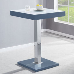 Furniture in Fashion Topaz High Gloss Bar Table In Grey With White Glass Top - thumbnail 1