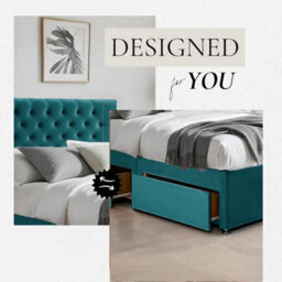 Green Plush 4Ft6 Double Bed With Matttress  2 Storage Drawers And 20 Inch Chesterfield Headboard - thumbnail 2
