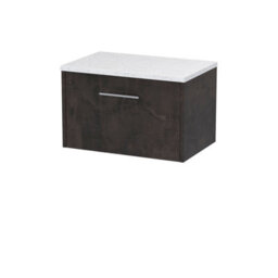 Nuie Hudson Reed Juno Wall Hung 1-Drawer Vanity Unit & Sparkling White Worktop, Countertop Basin Unit In Metallic Slate, 600mm - thumbnail 2