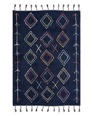 Beliani Black Cotton Hand-Tufted Rug 140 X 200 Cm Rectangular - image 1