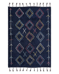 Beliani Black Cotton Hand-Tufted Rug 140 X 200 Cm Rectangular - thumbnail 1