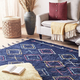 Beliani Black Cotton Hand-Tufted Rug 140 X 200 Cm Rectangular - thumbnail 2