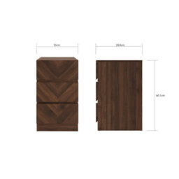 Gfw Catania 3 Drawer Bedside Table Royal Walnut - thumbnail 5