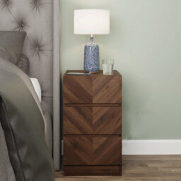 Gfw Catania 3 Drawer Bedside Table Royal Walnut - thumbnail 1