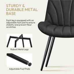 Yaheetech Black Set Of 2 Upholstered Faux Leather Dining Chairs With Metal Legs - thumbnail 5