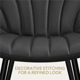 Yaheetech Black Set Of 2 Upholstered Faux Leather Dining Chairs With Metal Legs - thumbnail 7
