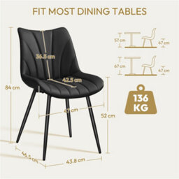 Yaheetech Black Set Of 2 Upholstered Faux Leather Dining Chairs With Metal Legs - thumbnail 3