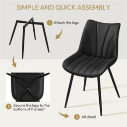 Yaheetech Black Set Of 2 Upholstered Faux Leather Dining Chairs With Metal Legs - thumbnail 9