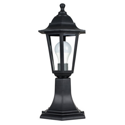 Valuelights Traditional Black Ip44 Outdoor Garden Lamp Post Lantern Light - Includes 6W Led Gls Bulb 3000K Warm White - image 1