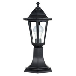 Valuelights Traditional Black Ip44 Outdoor Garden Lamp Post Lantern Light - Includes 6W Led Gls Bulb 3000K Warm White - thumbnail 1