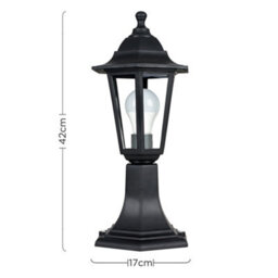 Valuelights Traditional Black Ip44 Outdoor Garden Lamp Post Lantern Light - Includes 6W Led Gls Bulb 3000K Warm White - thumbnail 6