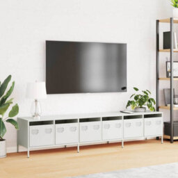 Berkfield Tv Cabinet White 202X39X43.5 Cm Cold-Rolled Steel - thumbnail 3