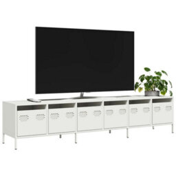 Berkfield Tv Cabinet White 202X39X43.5 Cm Cold-Rolled Steel