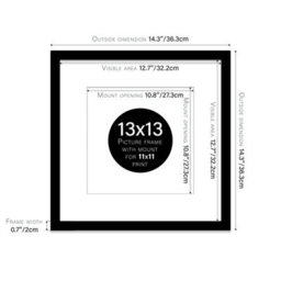 "13X13"" Black Picture Frame - 13X13"" Square Frame With 11X11"" Mount For 13X13""/11X11"" Pictures Art Deco Style Room Decor, 1 Pack" - thumbnail 2