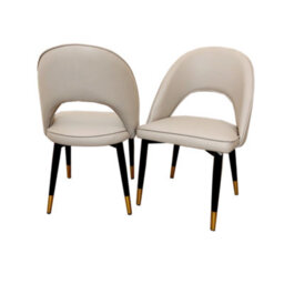 Stratus Interiors Astra Dining Chair Gold Tipped Wooden Legs Leather And Fabric - Rust Velvet