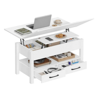 Lift-Top Coffee Table With Storage, Centre Table, 2 Drawers, 1 Open Shelf - image 1