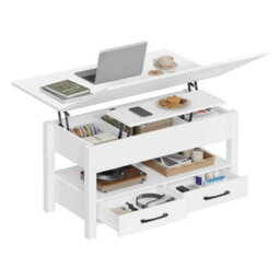 Lift-Top Coffee Table With Storage, Centre Table, 2 Drawers, 1 Open Shelf - thumbnail 1