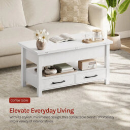 Lift-Top Coffee Table With Storage, Centre Table, 2 Drawers, 1 Open Shelf - thumbnail 6