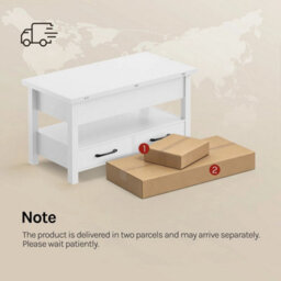 Lift-Top Coffee Table With Storage, Centre Table, 2 Drawers, 1 Open Shelf - thumbnail 3