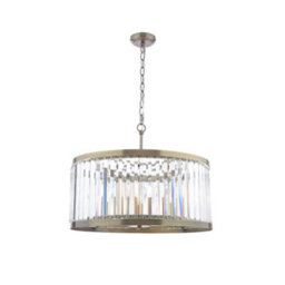 Pagazzi Lighting Pagazzi Isadora 5-Light Antique Brass And Glass Pendant - thumbnail 3