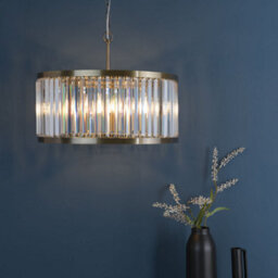 Pagazzi Lighting Pagazzi Isadora 5-Light Antique Brass And Glass Pendant - thumbnail 1