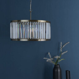 Pagazzi Lighting Pagazzi Isadora 5-Light Antique Brass And Glass Pendant - thumbnail 2