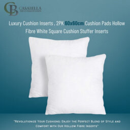 Casabella Luxury Cushion Inserts 60X60Cm Pack Of  4, Cushion Pads Hollowfibre White Square Cushion Insert, Sofa Cushions Inners - thumbnail 2