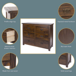 Core Products 3+3 Drawer Wide Chest, Rich Dark Brown Lacquer Finish, Boston Range H91.0Cm X W110.0Cm X D40.0Cm - thumbnail 8
