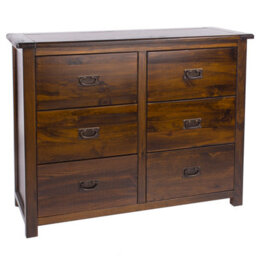 Core Products 3+3 Drawer Wide Chest, Rich Dark Brown Lacquer Finish, Boston Range H91.0Cm X W110.0Cm X D40.0Cm - thumbnail 3