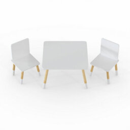 Kidsaw Childrens White Table & Chairs Set, Preschoolers Study Activity, Kids Or Toddlers - thumbnail 1