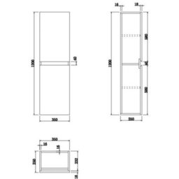 Bathroom Cabinet Flat Pack Gloss White Wall Hung Tall 350 X 250mm - thumbnail 2