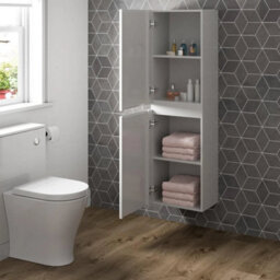 Bathroom Cabinet Flat Pack Gloss White Wall Hung Tall 350 X 250mm - thumbnail 3