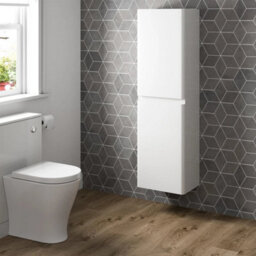 Bathroom Cabinet Flat Pack Gloss White Wall Hung Tall 350 X 250mm - thumbnail 1