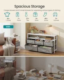 LEDREM Chest Of Drawers, Storage Unit, Steel, Mdf, Non-Woven Fabric, For Bedroom - thumbnail 6
