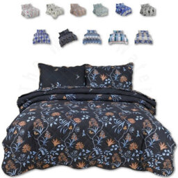 TheWhiteWater Limited Bedspread - Luxury Quilted - Reversible - Bed Throw Warm Quilt - Bedspread Patchwork Heer Design Set 150 Gsm - 3 Tog - thumbnail 1