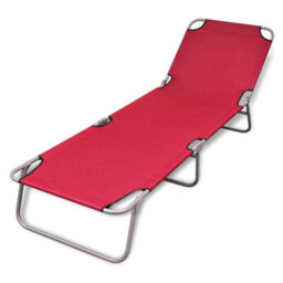 Walplus Folding Sun Lounger Powder-Coated Steel Red