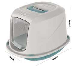 Cat Centre.Direct Cat Centre Medium Blue Cat Hooded Litter Tray Bundle With 2 Bowls And Scoop - thumbnail 5