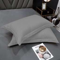 Groundlevel 100% Egyptian Cotton 400 Thread Count Silver Oxford Pillowcase Set
