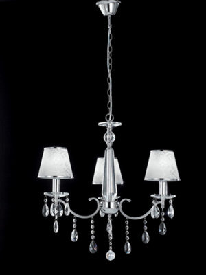 Luminosa Lighting Luminosa Boeme 3 Light Chandeliers With Shades Chrome, Crystals And 68Cm
