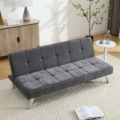 Living And Home Modern Grey Convertible Sofa Bed With Tufted Design - image 1